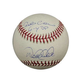 Robinson Cano & Derek Jeter Signed & Inscribed "6-4 DP" Baseball